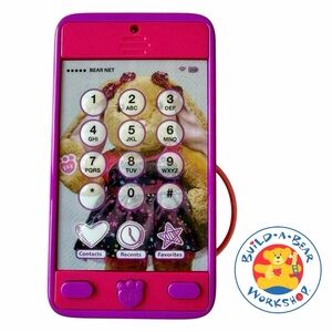 Build A Bear Accessory Pink Cell Phone Smartphone Light & Sound Toy 25043 WORKS